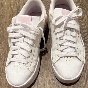 Puma White Sneakers with Light Pink Accents